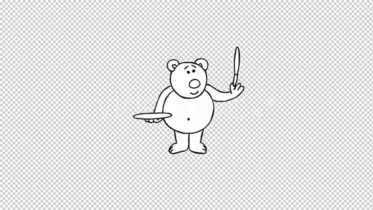 Stock Animation "Cartoon Teddy Bear Cooks"