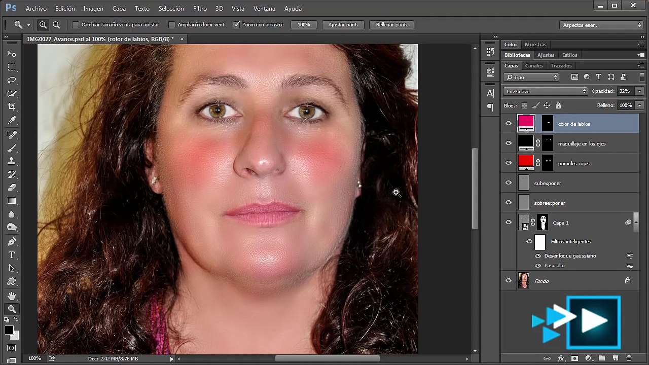 Cómo Pintar Los Labios con Photoshop - Vídeo Tutorial 7
