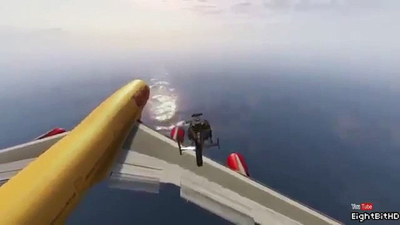 GTA 5 STUNT - Landing Heliocopter on Jet Airplane #1