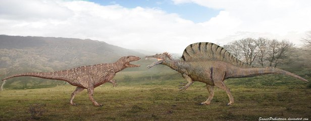 Spinosaurus vs Carcharodontosaurus - Planet Dinosaur - BBC