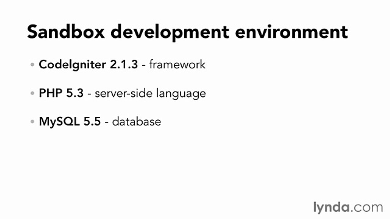 Lynda Up And Running With PHP CodeIgniter : Lecture 2 Exercise files