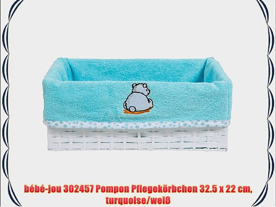 b?b?-jou 302457 Pompon Pflegek?rbchen 32.5 x 22 cm turquoise/wei?