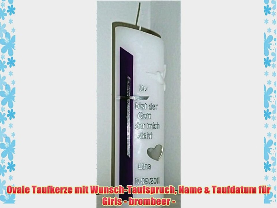 Ovale Taufkerze mit Wunsch-Taufspruch Name