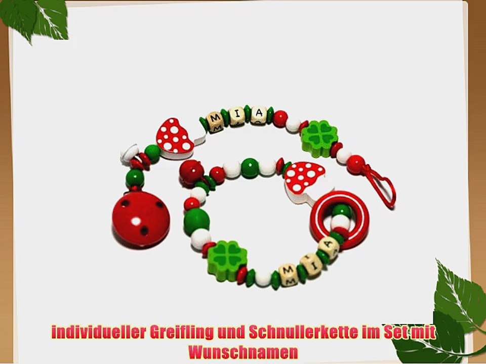 Schn?ppchenset Premium Greifling und Schnullerkette MaiLove mit Namen