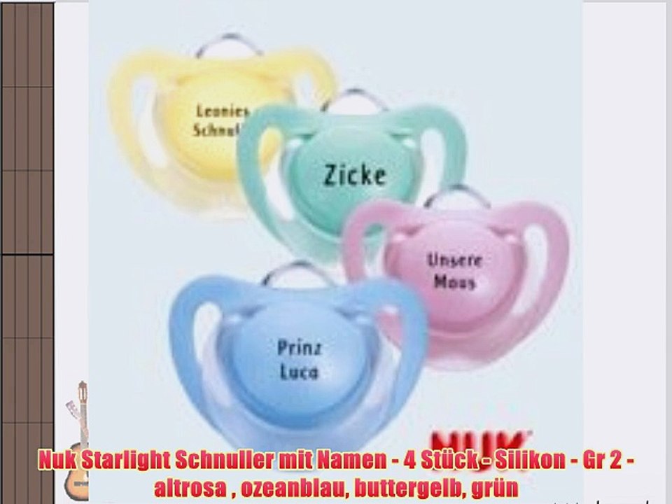 Nuk Starlight Schnuller mit Namen - 4 St?ck - Silikon - Gr 2 - altrosa  ozeanblau buttergelb