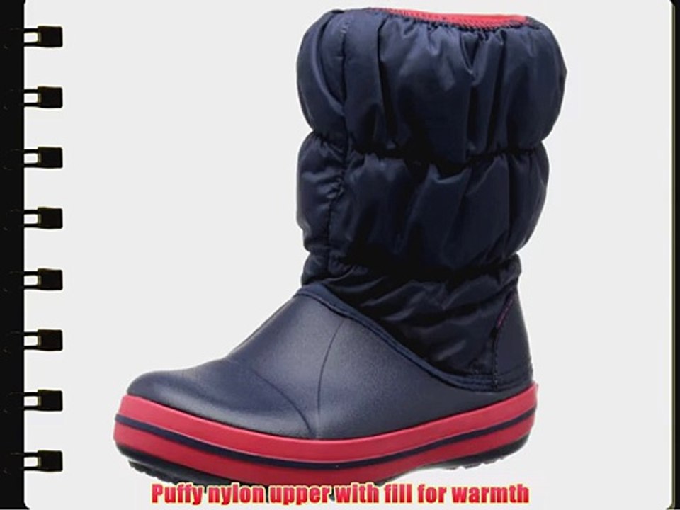 crocs Winter Puff Boot Kids Unisex-Kinder Warm gef?tterte Schneestiefel Blau (Navy/Red 485)