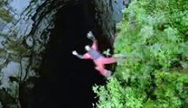 Parachute jumping in the world's largest cave