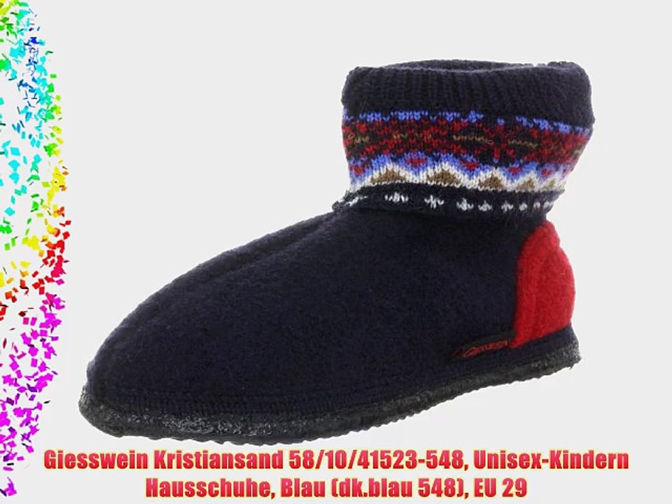 Giesswein Kristiansand 58/10/41523-548 Unisex-Kindern Hausschuhe Blau (dk.blau 548) EU 29