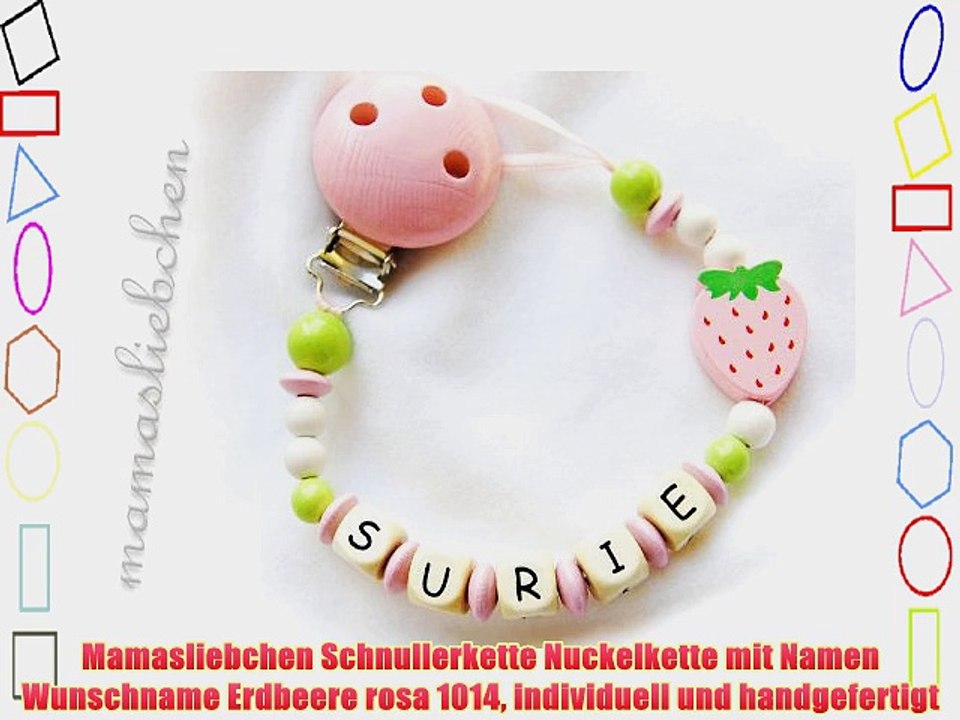 Mamasliebchen Schnullerkette Nuckelkette mit Namen Wunschname Erdbeere rosa 1014 individuell