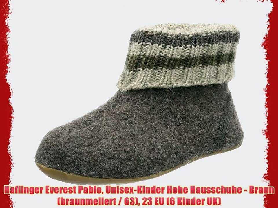 Haflinger Everest Pablo Unisex-Kinder Hohe Hausschuhe - Braun (braunmeliert / 63) 23 EU (6