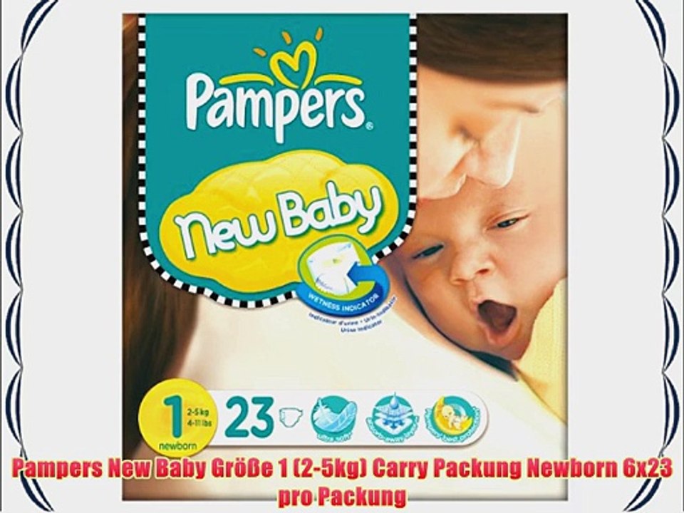 Pampers New Baby Gr??e 1 (2-5kg) Carry Packung Newborn 6x23 pro Packung