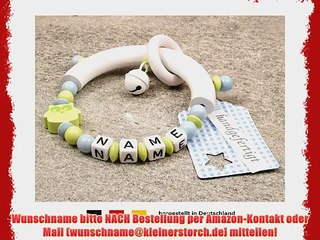 Baby Greifling Bei?ring halbrund mit Namen | individuelles Holz Lernspielzeug als Geschenk