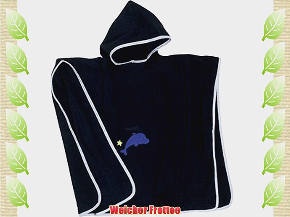 Playshoes Jungen Bademantel Kuschelweicher Frottee Badeponcho Delphin Gr. One size Blau (marine)
