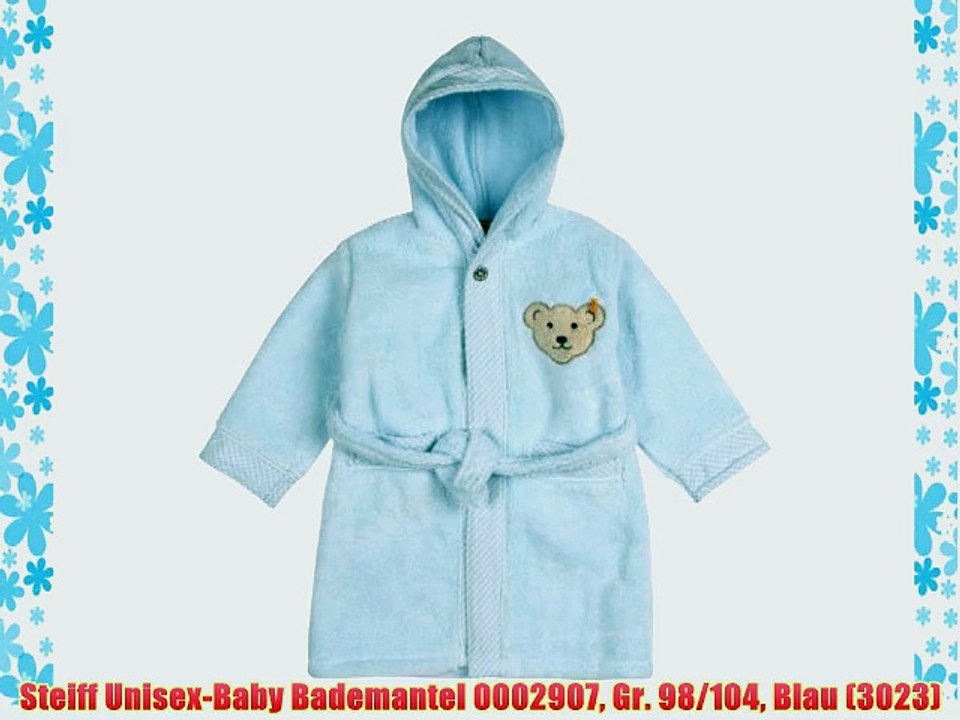 Steiff Unisex-Baby Bademantel 0002907 Gr. 98/104 Blau (3023)
