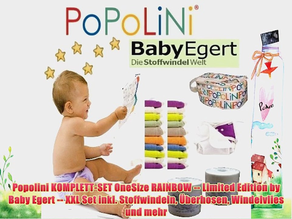 Popolini KOMPLETT-SET OneSize RAINBOW -- Limited Edition by Baby Egert -- XXL Set inkl. Stoffwindeln
