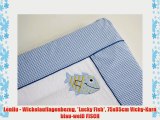Lenilu - Wickelauflagenbezug *Lucky Fish* 75x85cm Vichy-Karo blau-wei? FISCH
