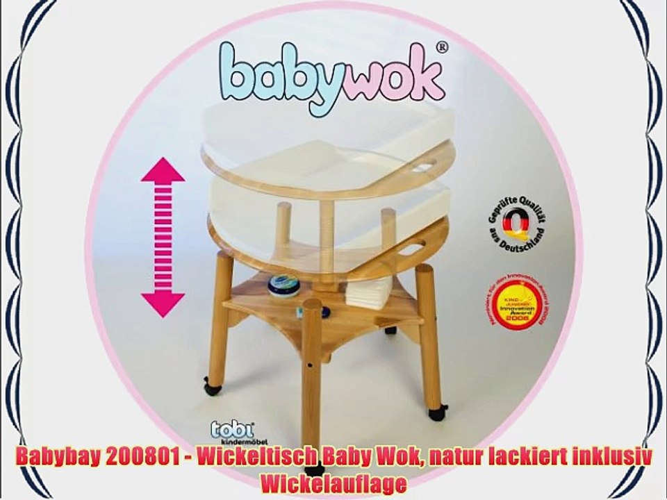 Babybay 200801 - Wickeltisch Baby Wok natur lackiert inklusiv Wickelauflage