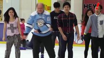 NTU President ice-skating with students at JCube