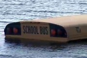 SCHOOL BUS ENDS UP IN SHIDLER LAKE (ALSO KNOWN AS PHILLIPS LAKE ON MOST MAPS)