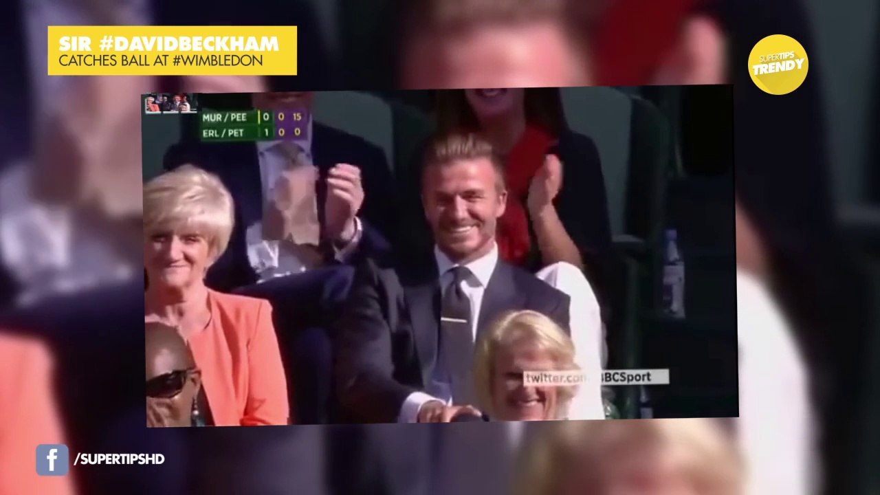 Sir #DavidBeckham catches ball at #Wimbledon, from the air like it was no big deal.