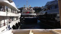 Hard docking Mega Yacht at Monaco Boat Show 2012