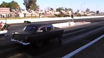 Shakey Puddin 55 Chevy Gasser 9 second Drag Race