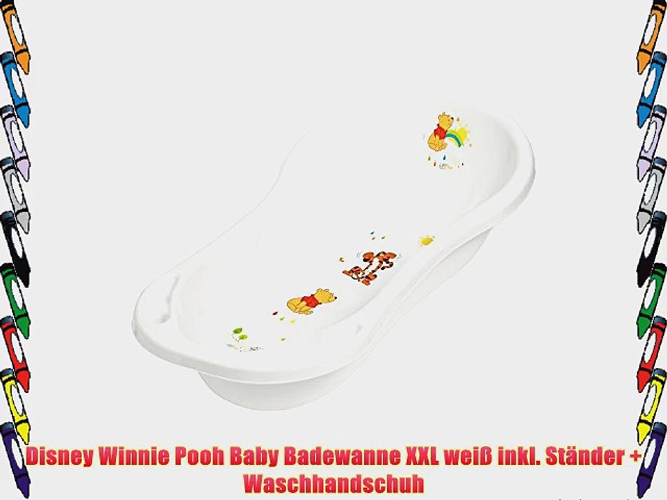 Baby Badewanne Disney Winnie Pooh wei? XXL 100 cm   Badewannenst?nder   Waschhandschuh