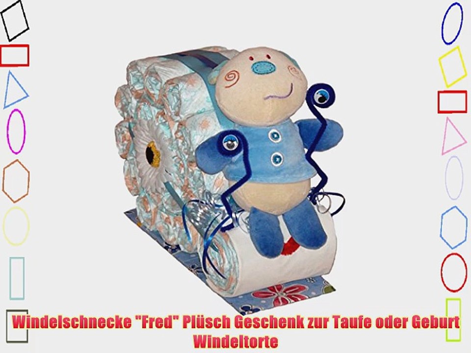 Windelschnecke Fred Pl?sch Geschenk zur Taufe oder Geburt Windeltorte