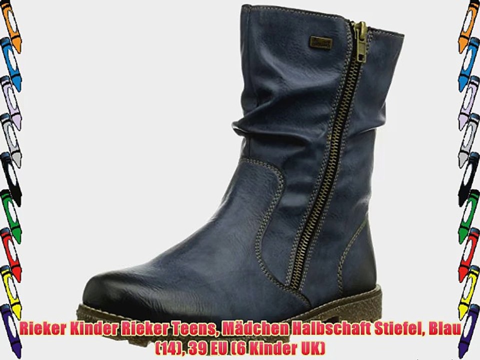 Rieker Kinder Rieker Teens M?dchen Halbschaft Stiefel Blau (14) 39 EU (6 Kinder UK)