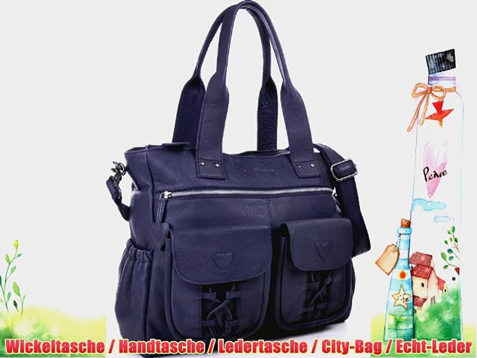 PHIL SOPHIE Cntmp Damen XL Leder Wickeltaschen Diaper Bags Babytaschen Buggy-Taschen Blau Dunkelblau
