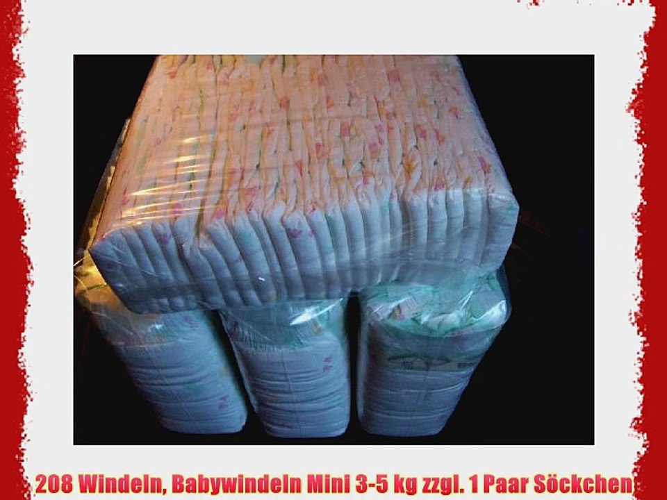 208 Windeln Babywindeln Mini 3-5 kg zzgl. 1 Paar S?ckchen