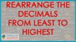 1151. US Maths for Grade 6 - Rearrange the decimals from least to highest
