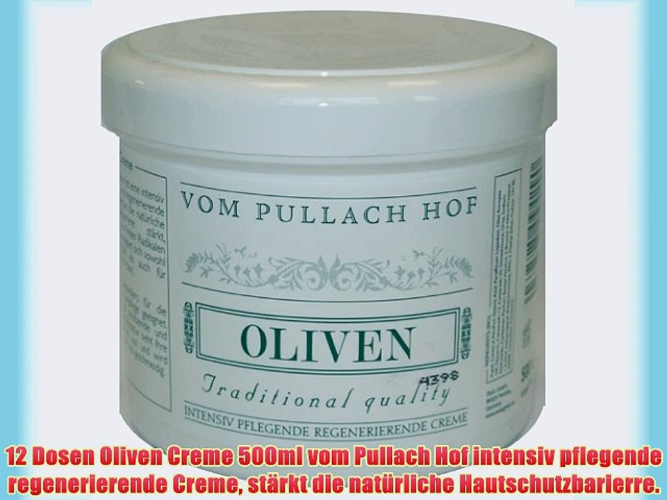 12 Dosen Oliven Creme 500ml vom Pullach Hof intensiv pflegende regenerierende Creme st?rkt