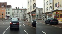 Autofahrt Pirmasens durch die Innenstadt Suedwestdeutschland
