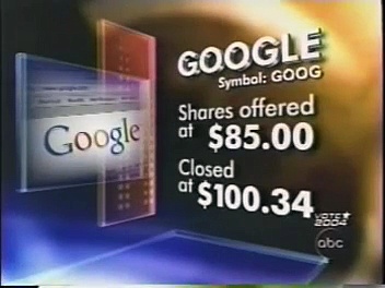 Google – First day of trading as public company