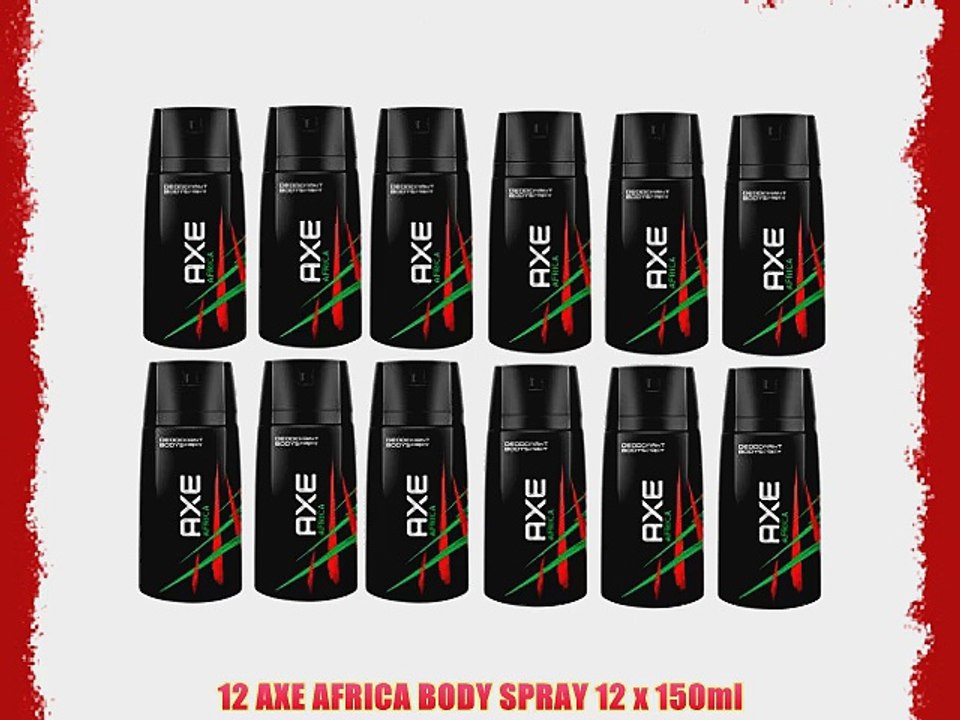 12 AXE AFRICA BODY SPRAY 12 x 150ml