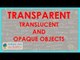 318. Physics - Transparent, translucent and opaque objects
