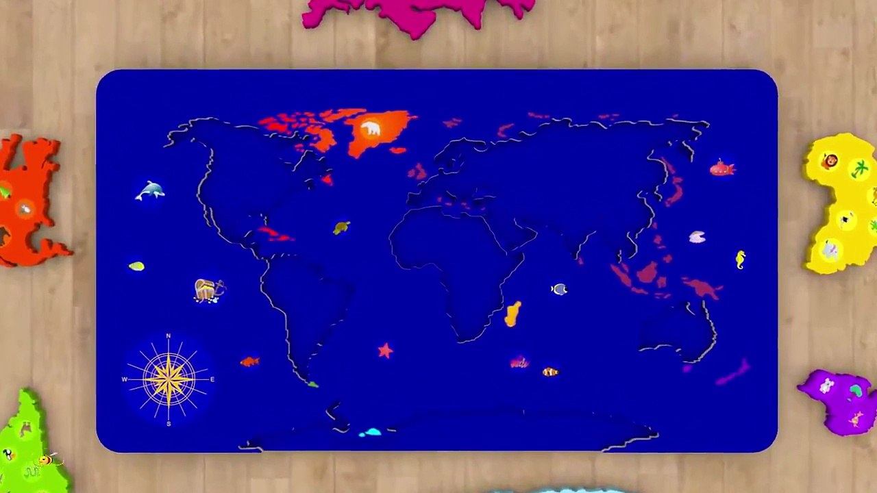 Cartoons for babies  Geography  World map for kids  Learn 6 continents in English