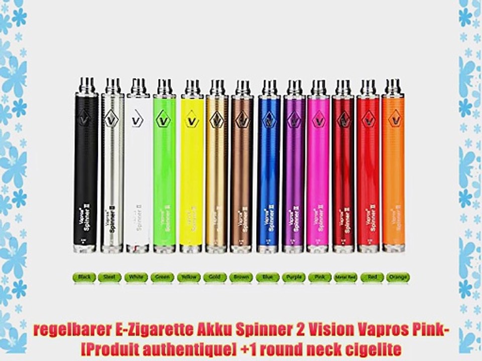regelbarer E-Zigarette Akku Spinner 2 Vision Vapros Pink- [Produit authentique]  1 round neck