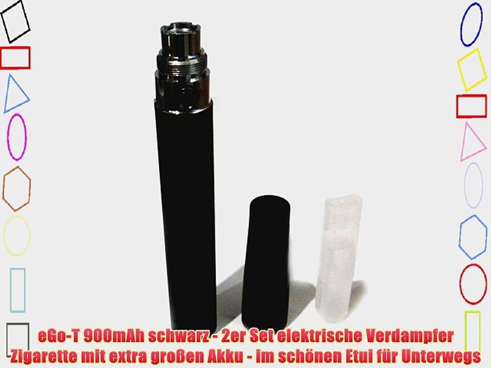 eGo-T 900mAh schwarz - 2er Set elektrische Verdampfer Zigarette mit extra gro?en Akku - im