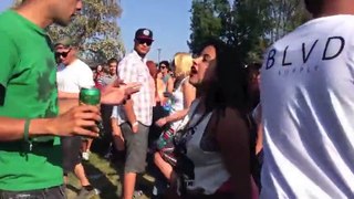 Big Drunk Girl Fights Crowd And Gets Knocked Out