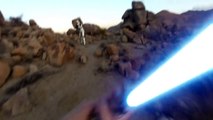 Combat entre un Jedi et des stormtroopers, filmé à la GoPro