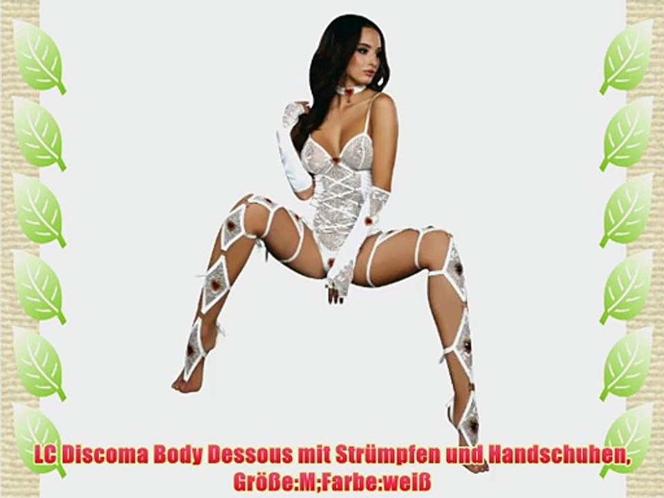 LC Discoma Body Dessous mit Str?mpfen und Handschuhen Gr??e:MFarbe:wei?