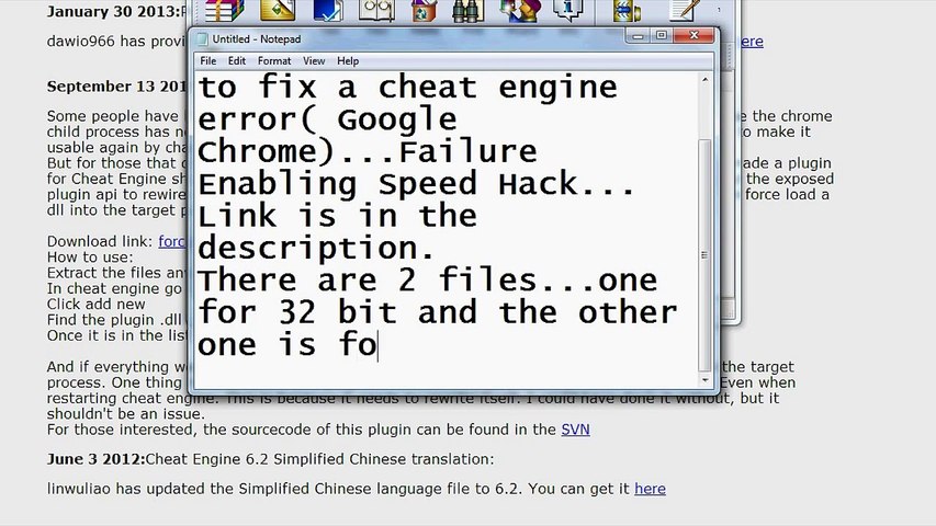 Cheat Engine Failure Enabling Speedhack Google Chrome Fixed