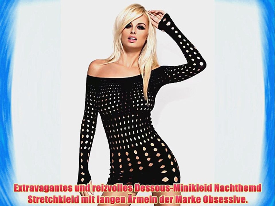 Obsessive extravagantes Dessous-Minikleid Nachthemd Stretchkleid mit langen ?rmeln schwarz