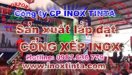 Cổng xếp inox 304, INOX TINTA, mẫu cổng xếp inox 304, cổng xếp điện inox 304, cổng xếp inox 304 chạy điện, Cổng xếp inox