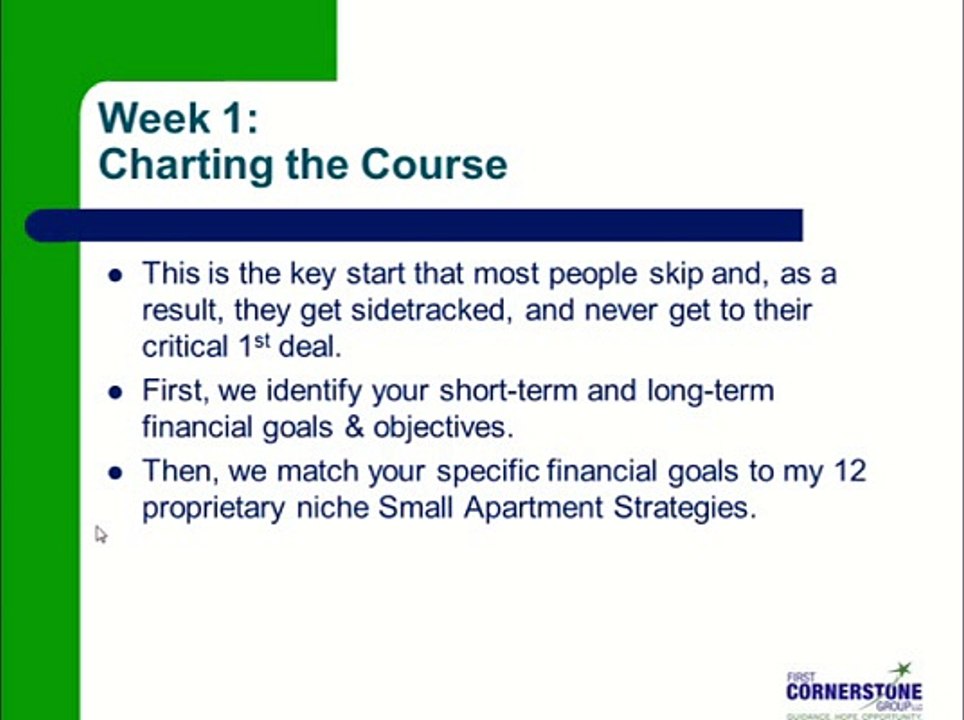 How to Make Big Money with Small Apartments - Week 1 - Charting the Course