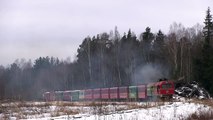 ТУ2-093 и ТУ2-076 с пассажирским поездом / TU2-093 and TU2-076 with a long passenger train