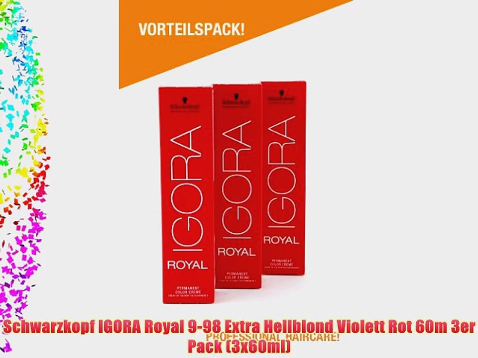 Schwarzkopf IGORA Royal 9-98 Extra Hellblond Violett Rot 60m 3er Pack (3x60ml)