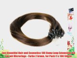 Just Beautiful Hair and Cosmetics 100 Remy Loop Extensions 60 cm mit Microrings - Farbe 2 braun